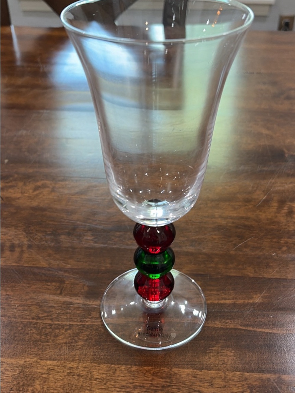 Neiman Marcus Clear Wine Glasses with Red & Green Bead Stems (Set of 8) - Picture 2 of 4